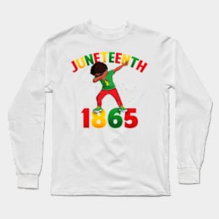 Juneteenth Dabbing Black King Melanin Brown Skin Boys Dab Long Sleeve T-Shirt